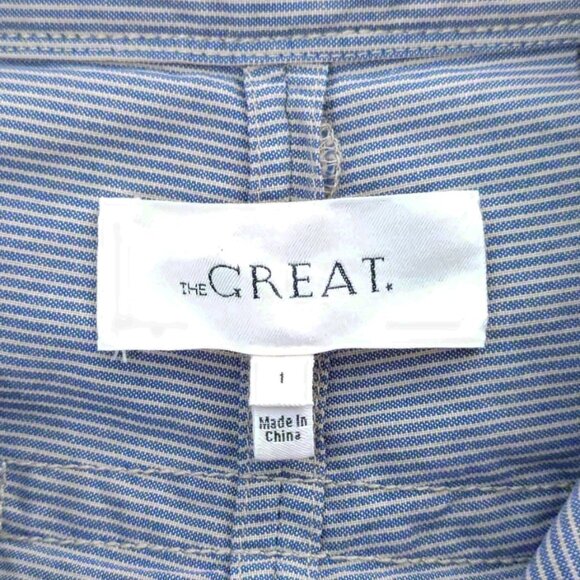 THE GREAT. Blue Railroad-Stripe Swing Jacket Utility Jacket - Picture 9 of 12